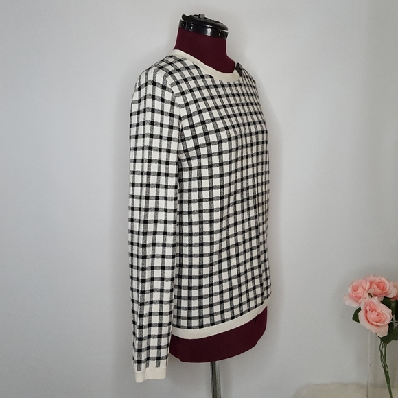 Jones New York Signature Pullover Black White Gingham Check Top Women's Size L - Picture 4 of 13